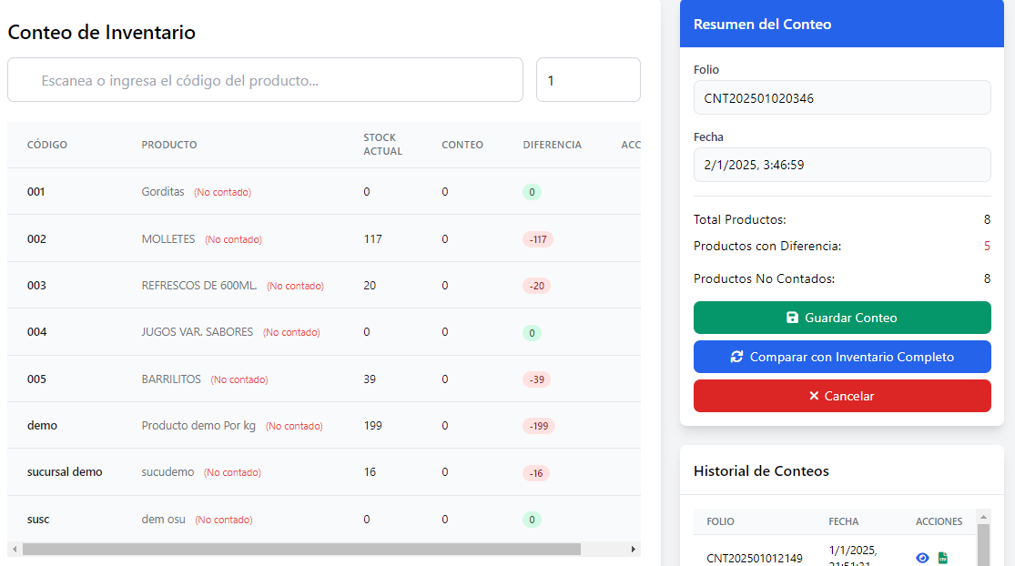 Conteo de Inventario